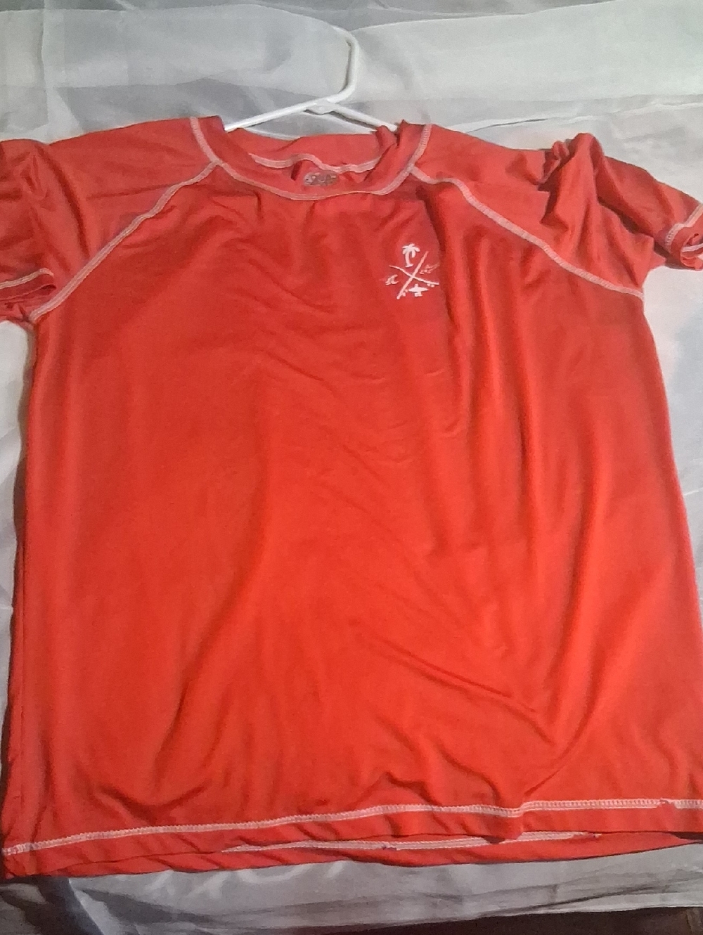 Kids Coral Short Sleeve Rash Tee with White Logo